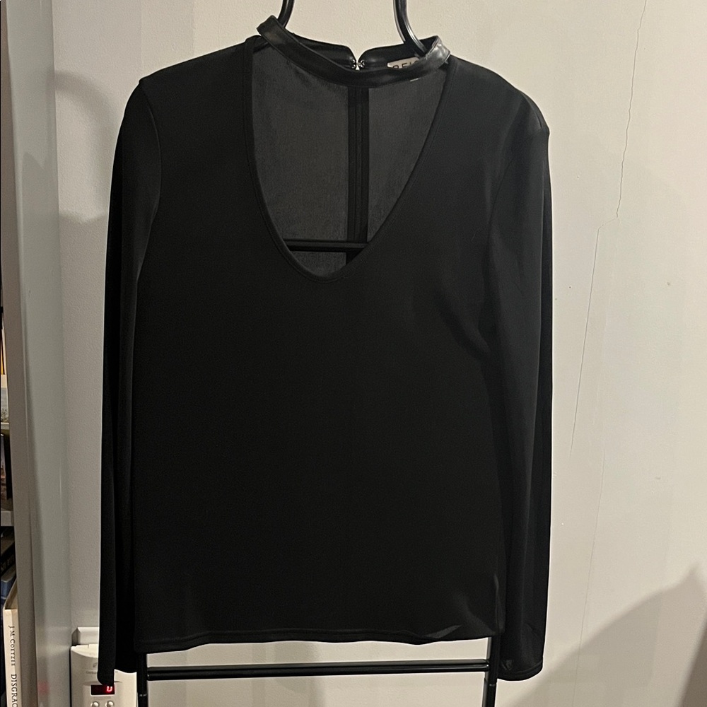 Reiss Black Sheer Long Sleeve Blouse